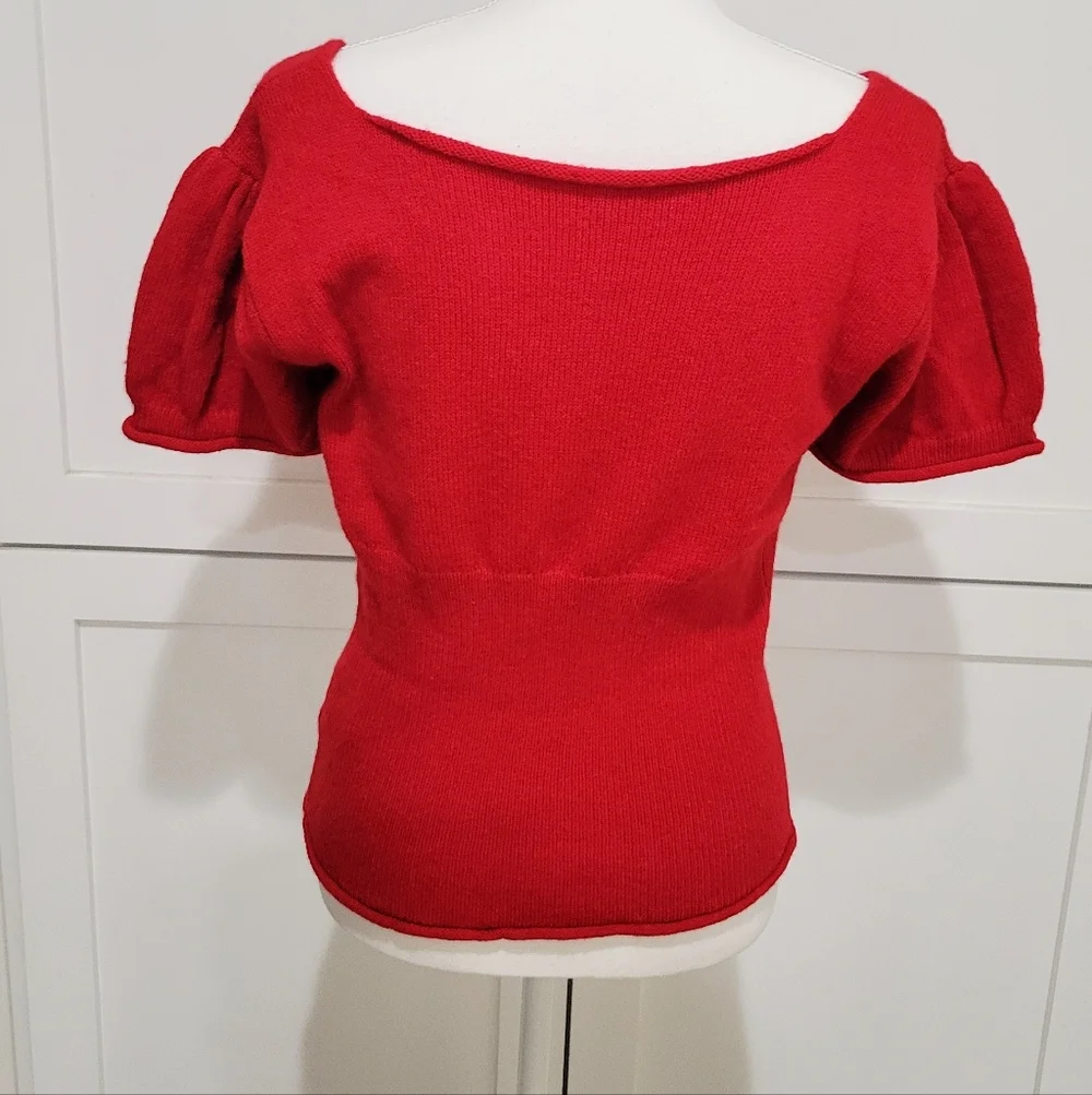 NWT Cider Red Tie Front Short Sleeve Sweater | Size XL